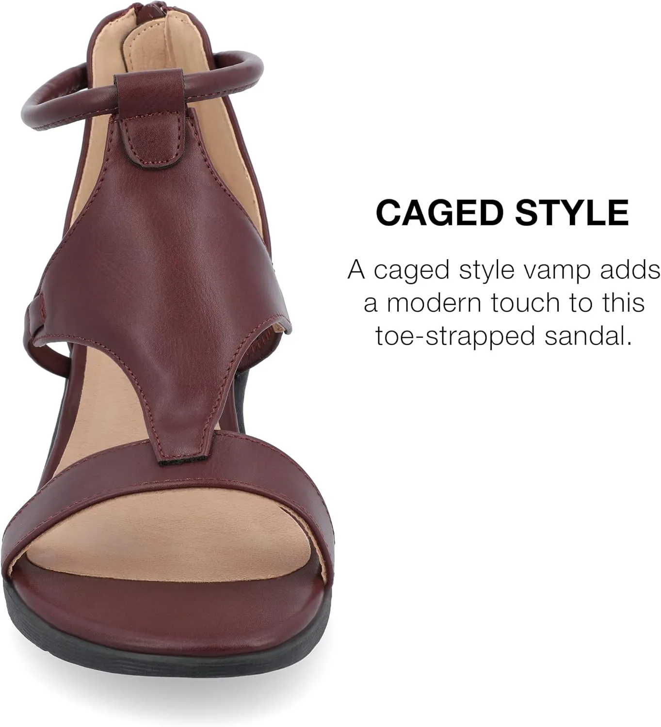 Journee Collection Womens Trayle Faux Leather Strappy Wedge Sandals