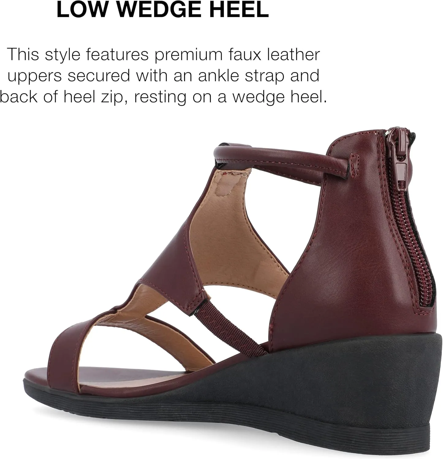 Journee Collection Womens Trayle Faux Leather Strappy Wedge Sandals