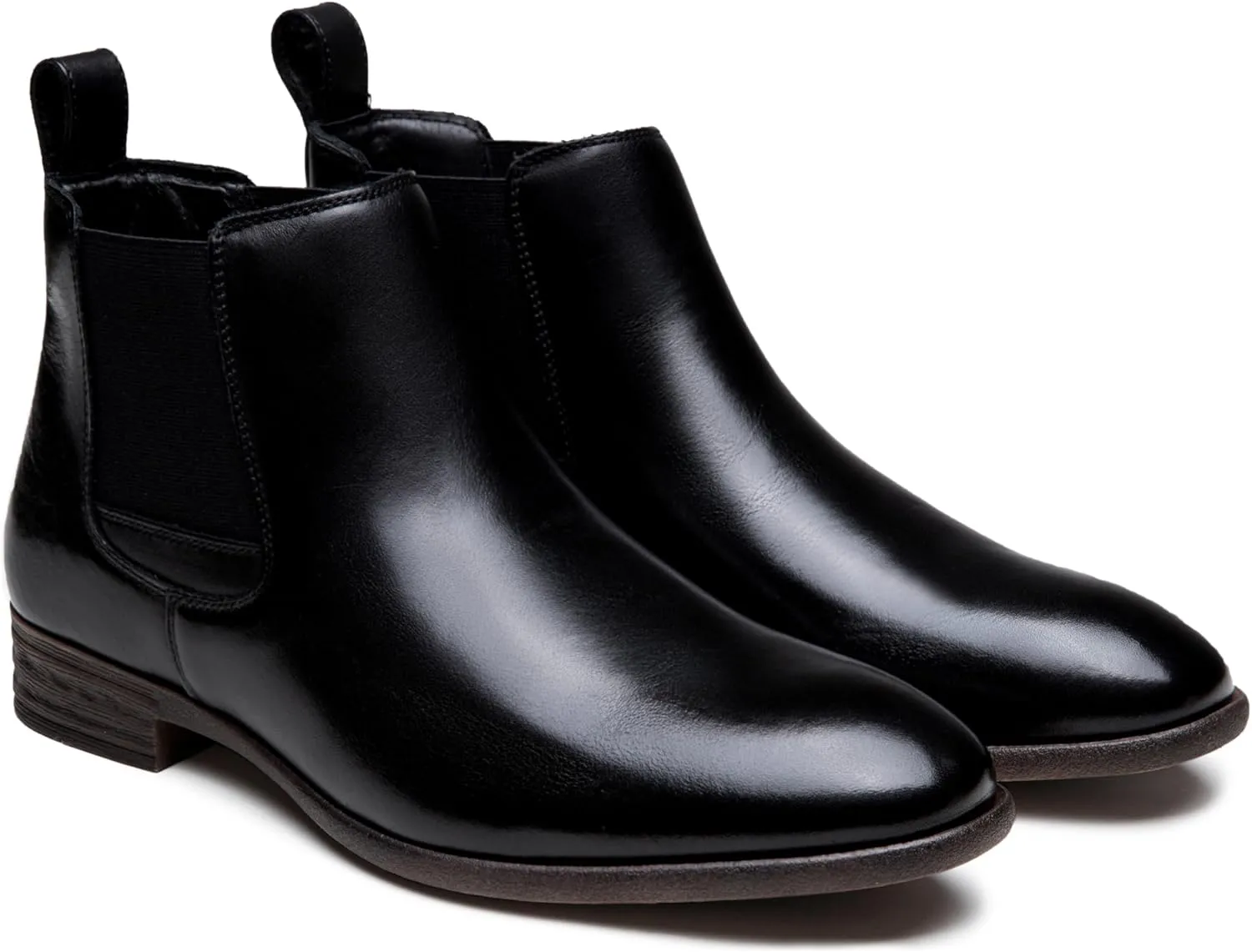 Jousen Men's Chelsea Boots Leather Lightweight Casual Chukka Ankle Boots Classic Elastic Dress Boots for Men