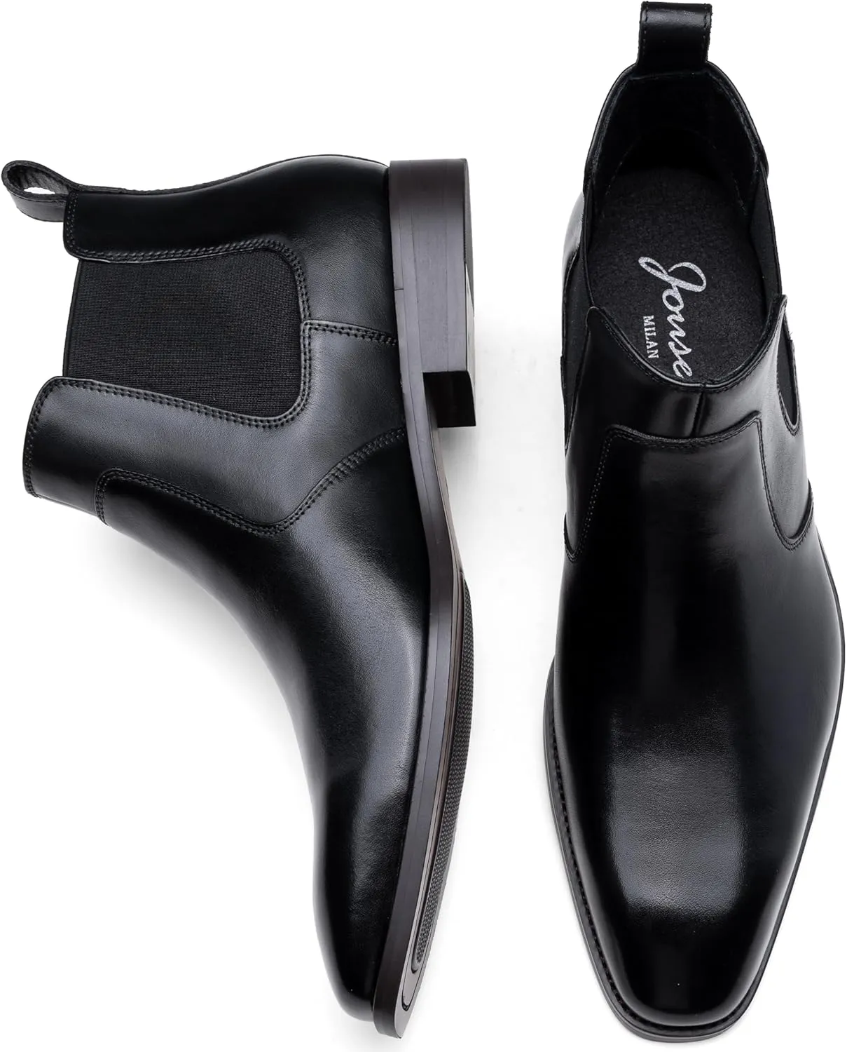 Jousen Men's Chelsea Boots Polished Premium Leather Ankle Dress Boots Classic Retro Slip On Boots for Men