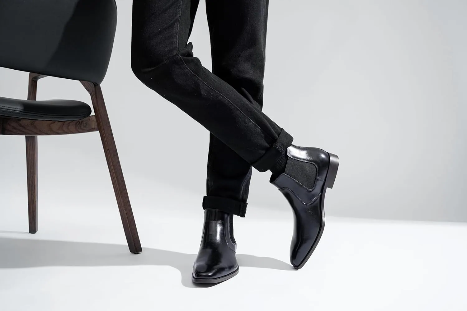 Jousen Men's Chelsea Boots Polished Premium Leather Ankle Dress Boots Classic Retro Slip On Boots for Men