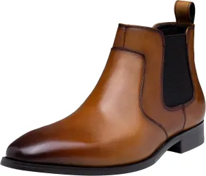Jousen Men's Chelsea Boots Polished Premium Leather Ankle Dress Boots Classic Retro Slip On Boots for Men