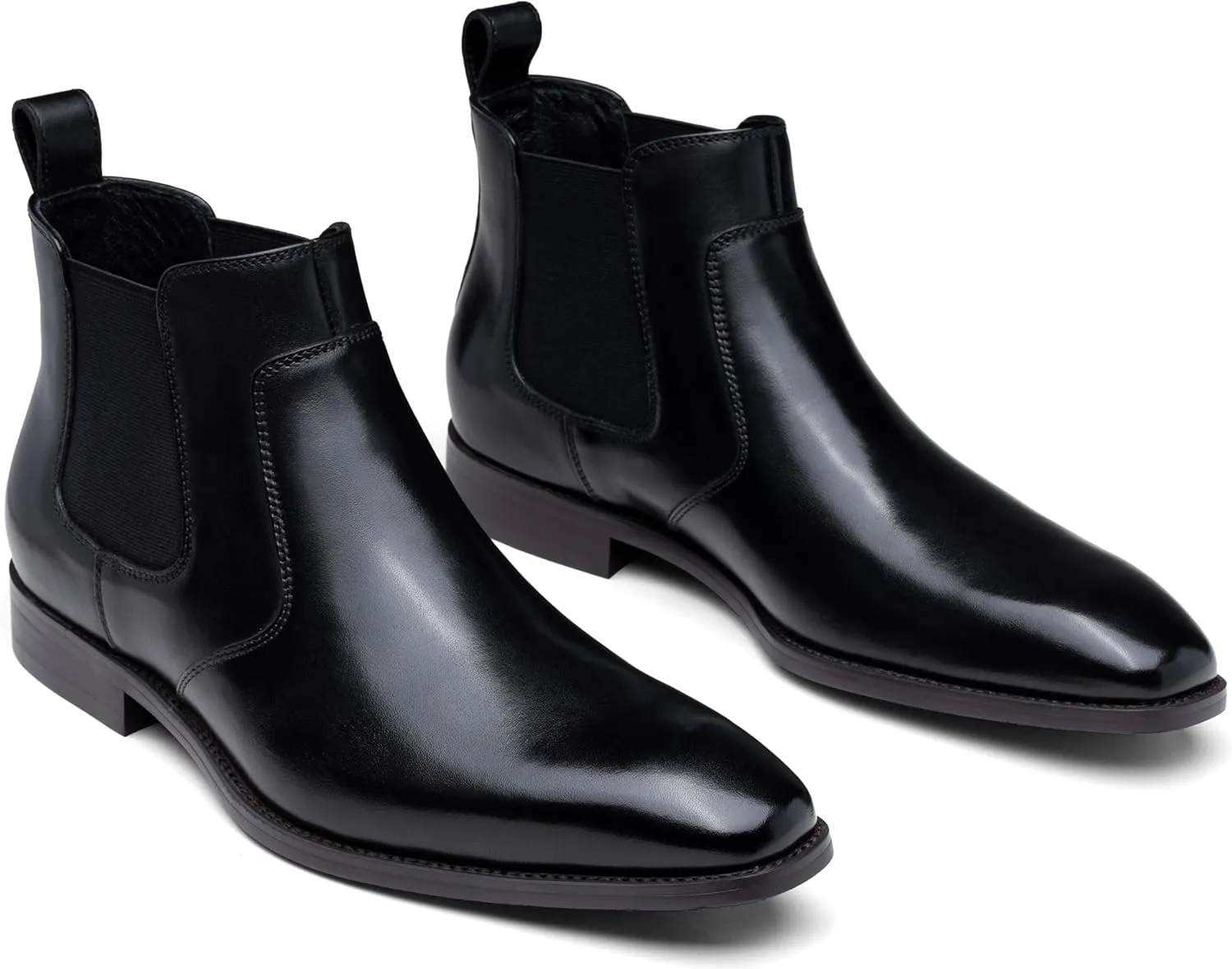 Jousen Men's Chelsea Boots Polished Premium Leather Ankle Dress Boots Classic Retro Slip On Boots for Men