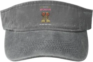 Just a Woman Who Wore Combat Boots Washed Denim Visor Hat for Men & Women, Adjustable Sun Cap with UV Protection Gray