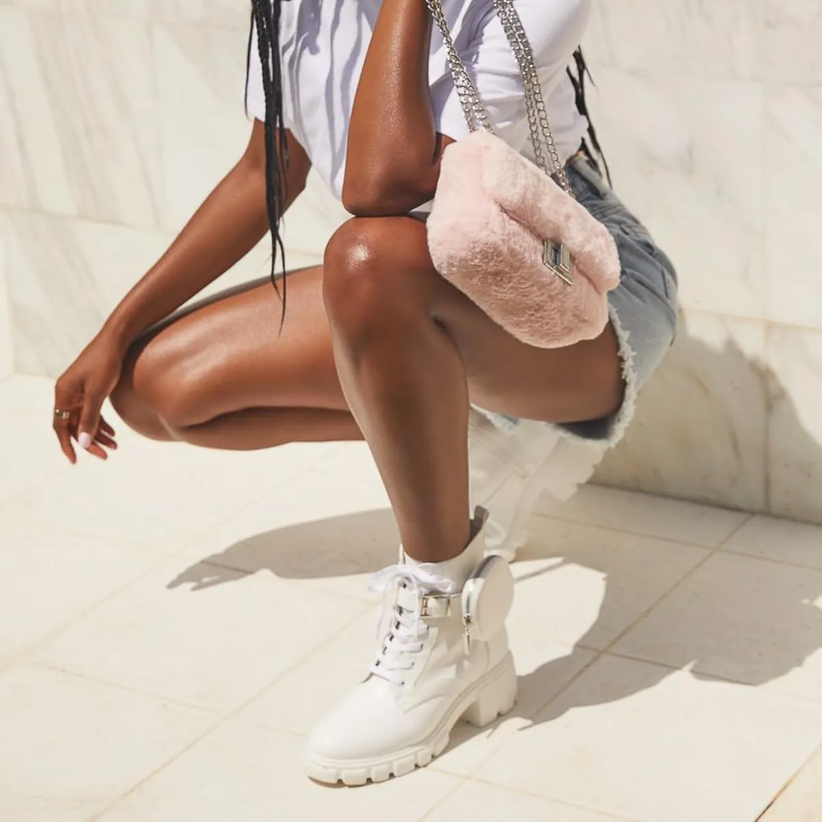 JustFab Womens Combat Boots Fall Boots Lace-up Combat Boots Ankle Booties Platform Shoes for Women - Reverie