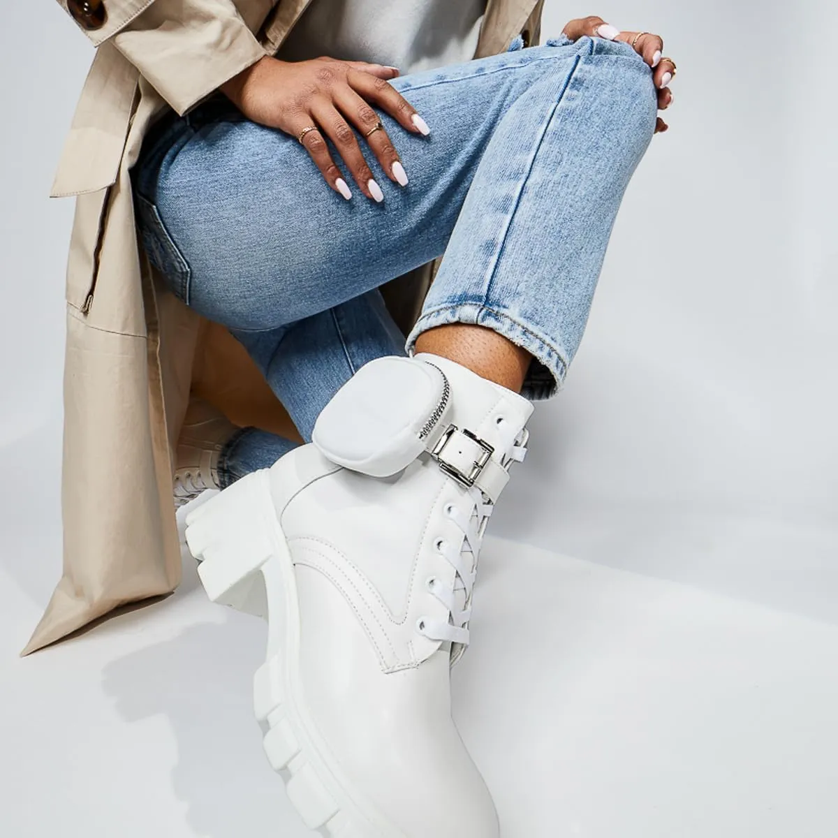JustFab Womens Combat Boots Fall Boots Lace-up Combat Boots Ankle Booties Platform Shoes for Women - Reverie