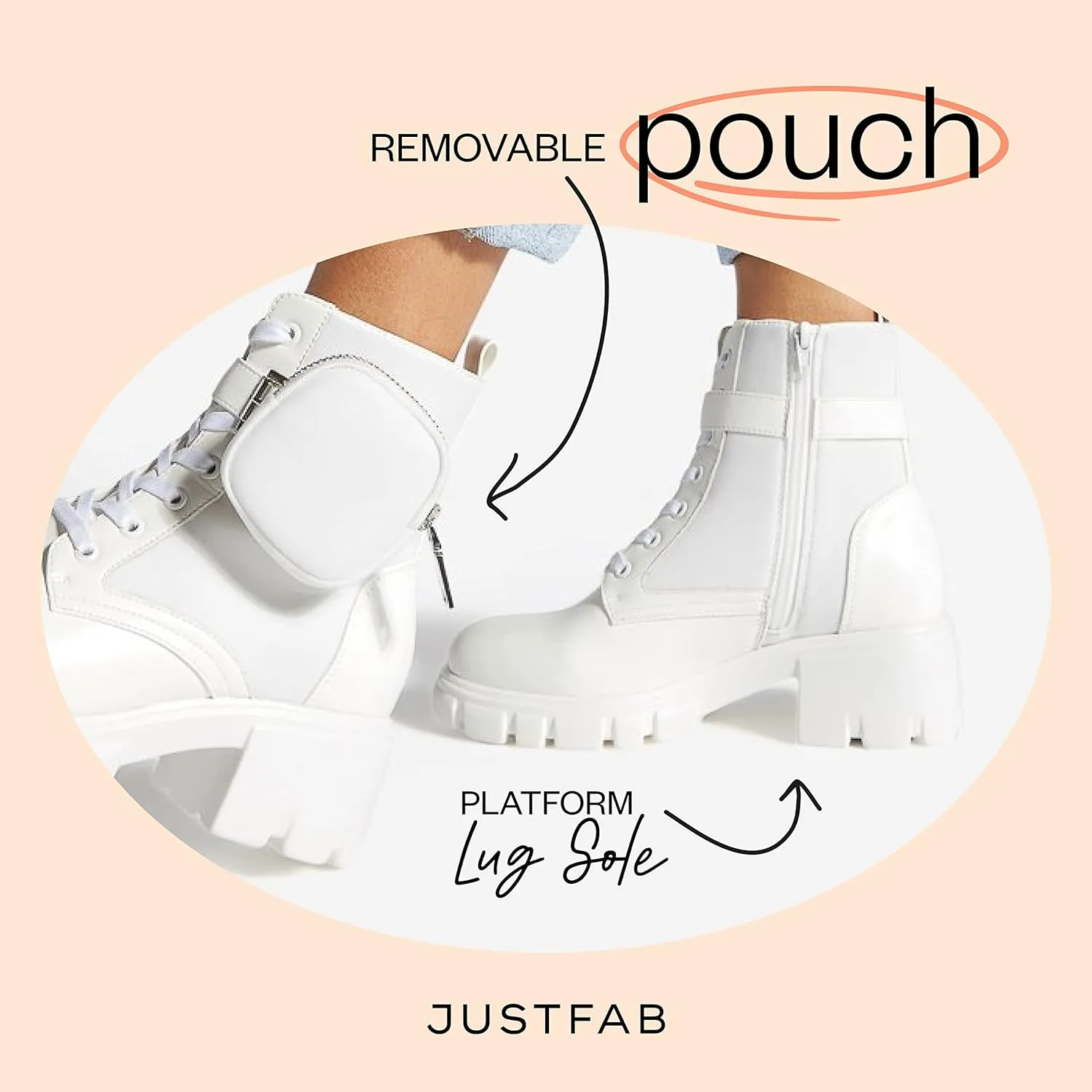 JustFab Womens Combat Boots Fall Boots Lace-up Combat Boots Ankle Booties Platform Shoes for Women - Reverie