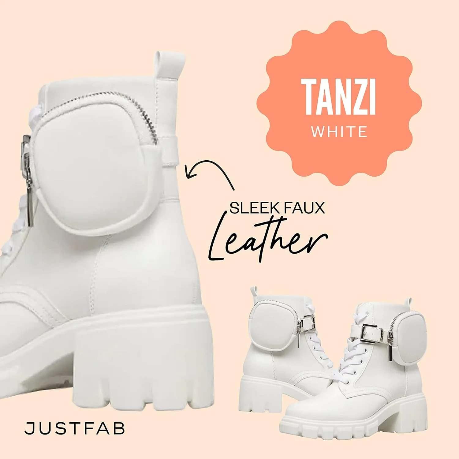 JustFab Womens Combat Boots Fall Boots Lace-up Combat Boots Ankle Booties Platform Shoes for Women - Reverie