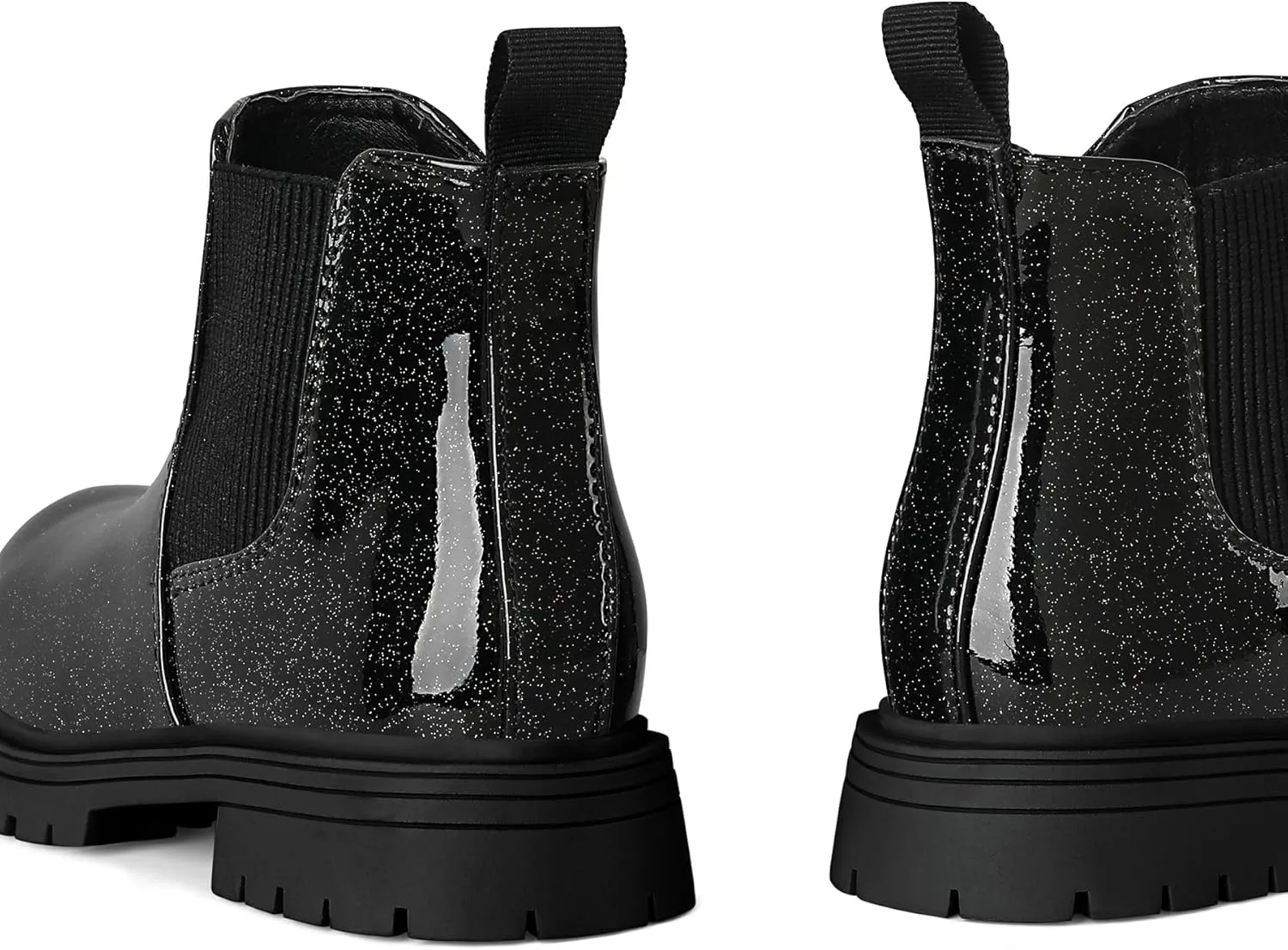 K KomForme Girls Glitter Ankle Boots Side Zipper Chelsea Booties Lug Sole (Toddler/Little Kids/Big Kids)
