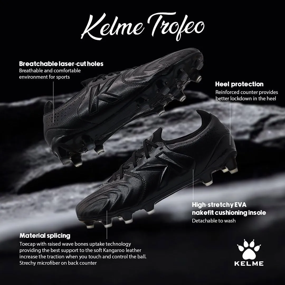 KELME Trofeo Kangaroo Leather Soccer Cleats Men Lightweight Soccer Shoes for Outdoor FG AG Pro K-Leather Football Boots