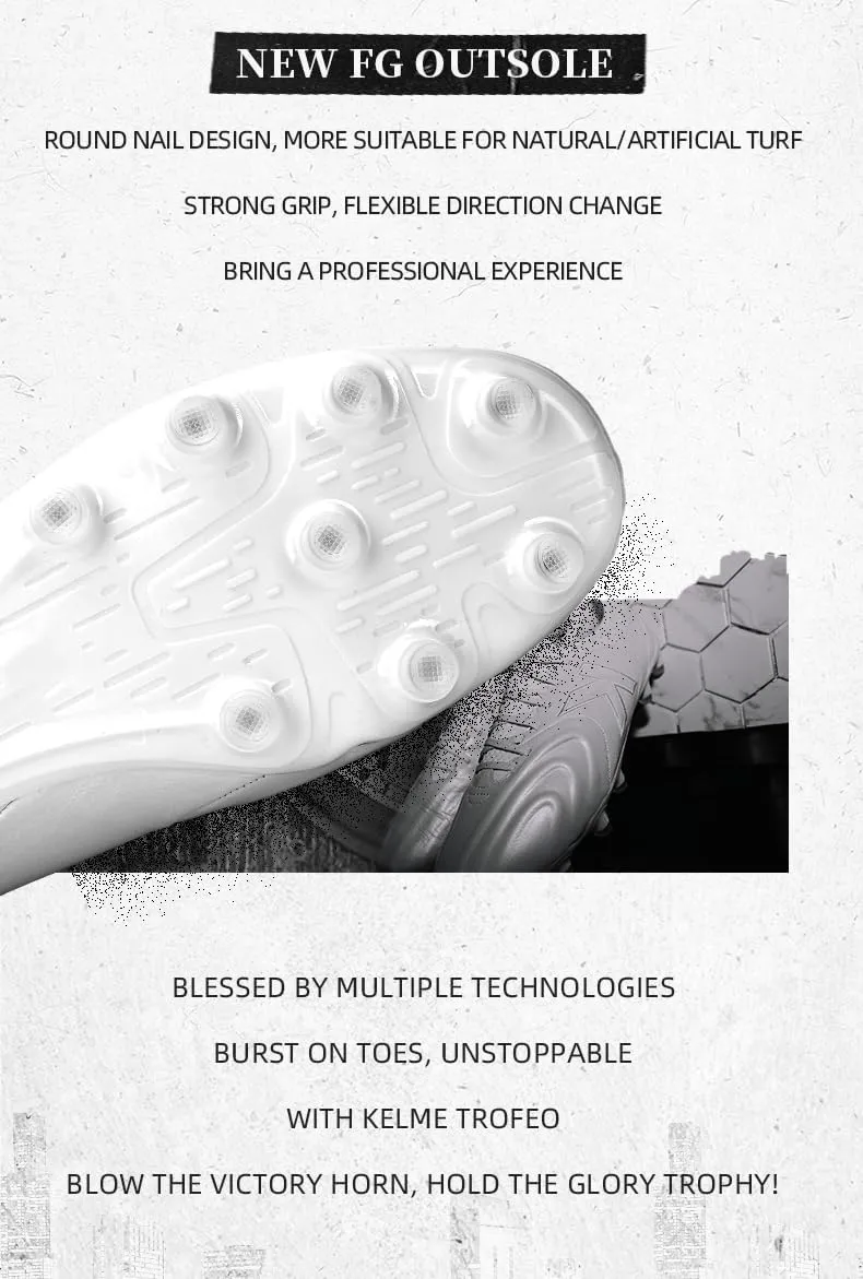 KELME Trofeo Kangaroo Leather Soccer Cleats Men Lightweight Soccer Shoes for Outdoor FG AG Pro K-Leather Football Boots