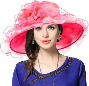 Kentucky Church Derby Hat Wide Brim Flounce Cocktail Tea Party Bridal Dress Hats