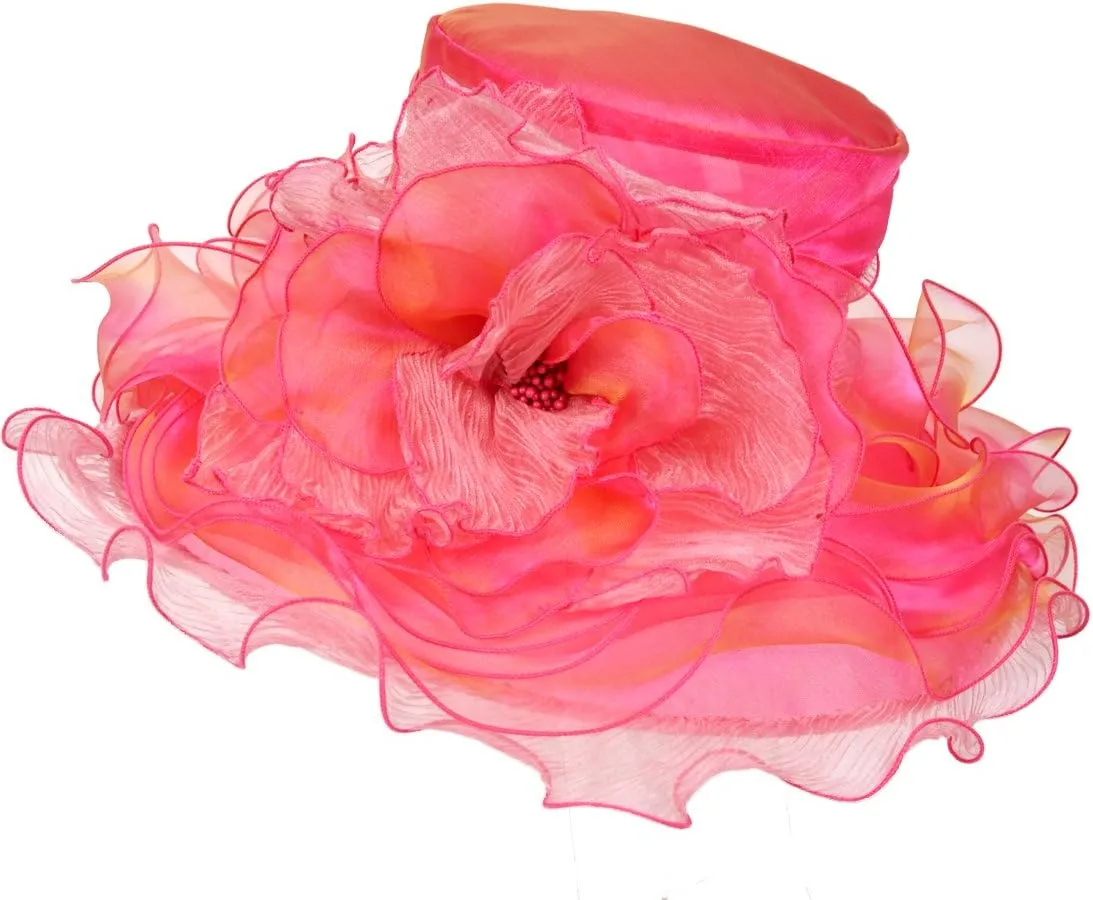 Kentucky Church Derby Hat Wide Brim Flounce Cocktail Tea Party Bridal Dress Hats