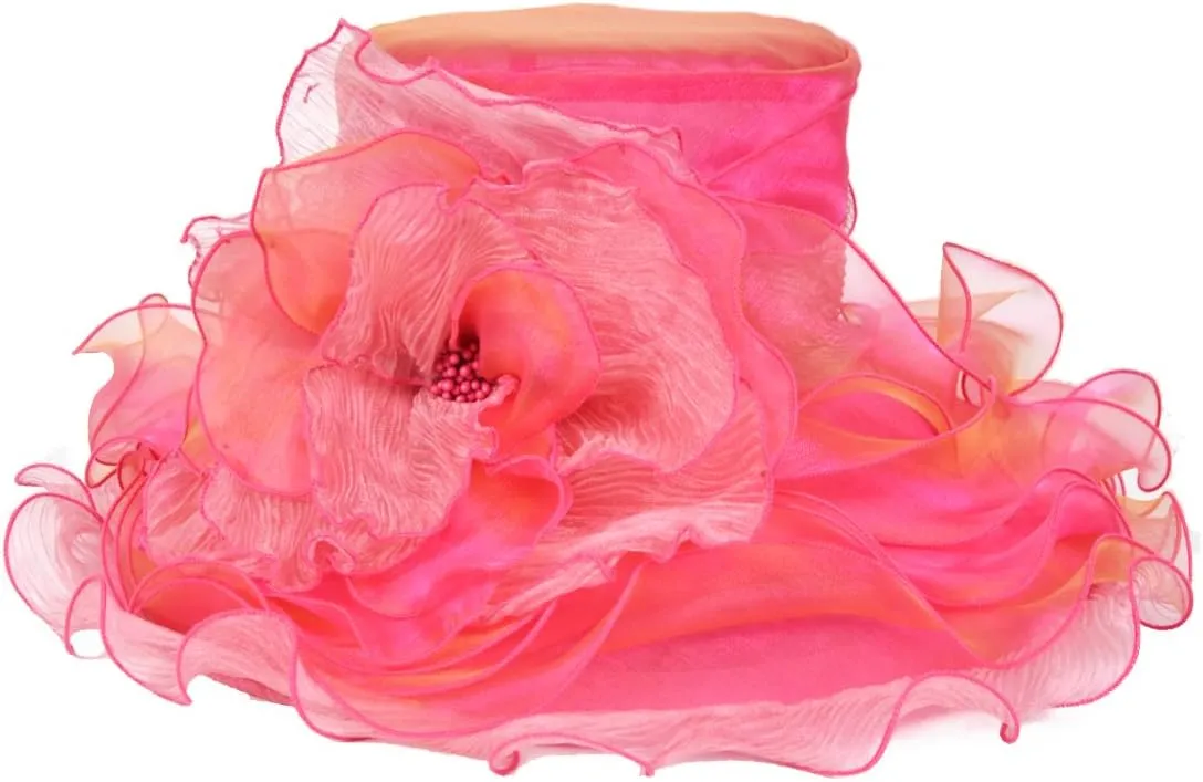 Kentucky Church Derby Hat Wide Brim Flounce Cocktail Tea Party Bridal Dress Hats