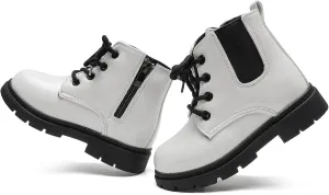 Kids Boots Boys Girls Bright Color Lace up Ankle Boots Side Zipper Boots