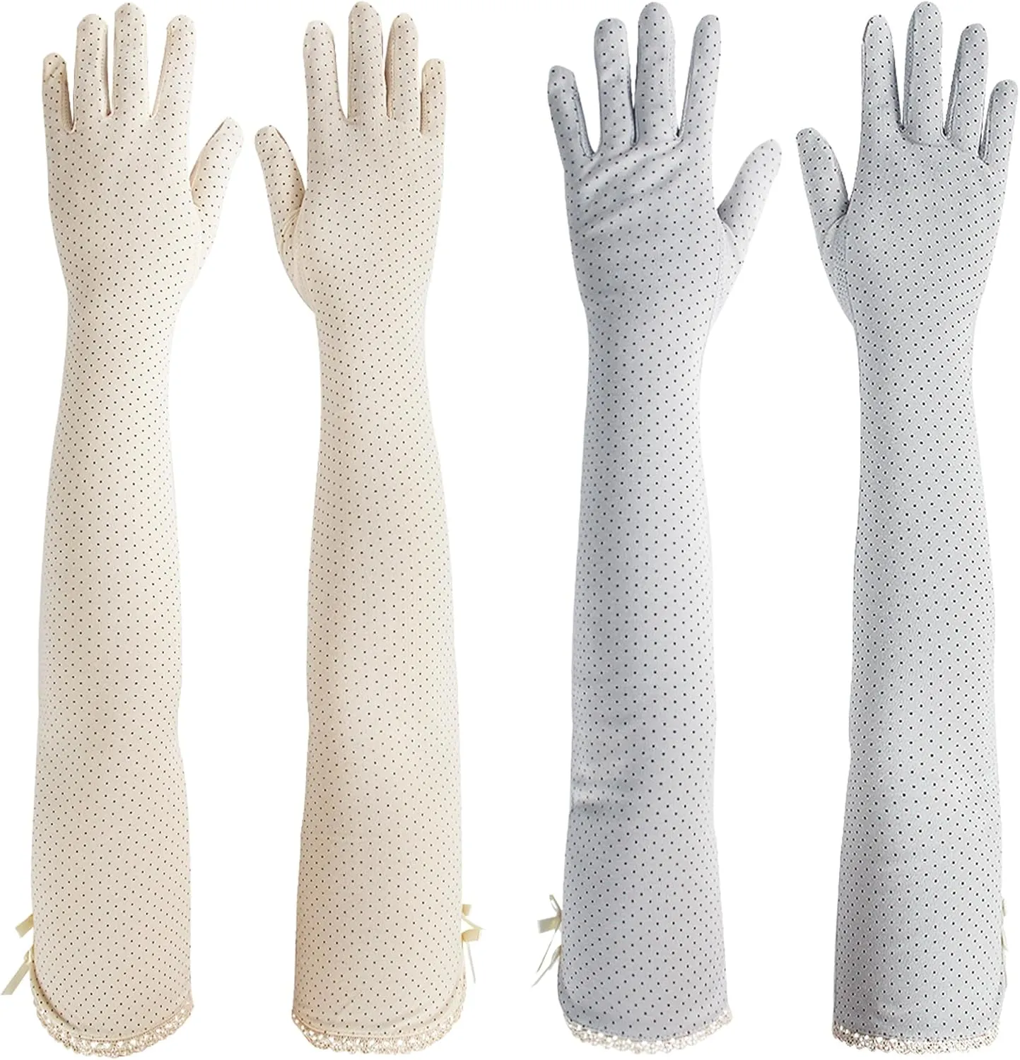 kilofly Women's Long Anti-UV Breathable Arm Sun Block Driving Gloves, 2 Pairs