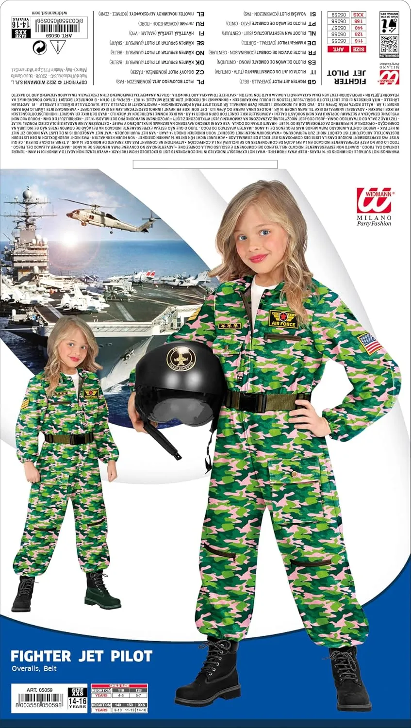 Kinderkostüm Kampfjetpilotin Girls Children's Costume Fighter Pilot (1-Pack)