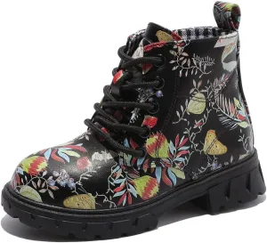 kkdom Boys Girls Waterproof Lace Up Side Zipper Ankle Combat Boots(Toddler/Little Kid/Big Kid)
