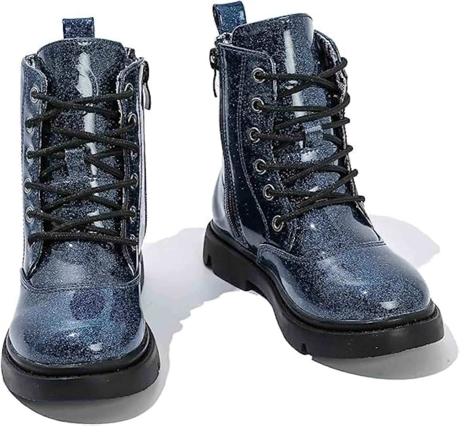 kkdom Boys Girls Waterproof Lace Up Side Zipper Mid Calf Combat Boots(Toddler/Little Kid/Big Kid)