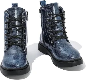 kkdom Boys Girls Waterproof Lace Up Side Zipper Mid Calf Combat Boots(Toddler/Little Kid/Big Kid)