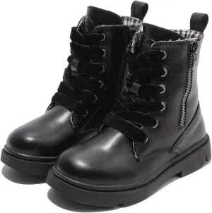 kkdomkkdom Boys Girls Glitter Ankle Boots Lace Up Side Zipper Combat Boots(Toddler/Little Kid/Big Kid) Boys Girls Waterproof Outdoor Side Zipper Comfort Chelsea Ankle Boots(Toddler/Little Kid/Big Kid)