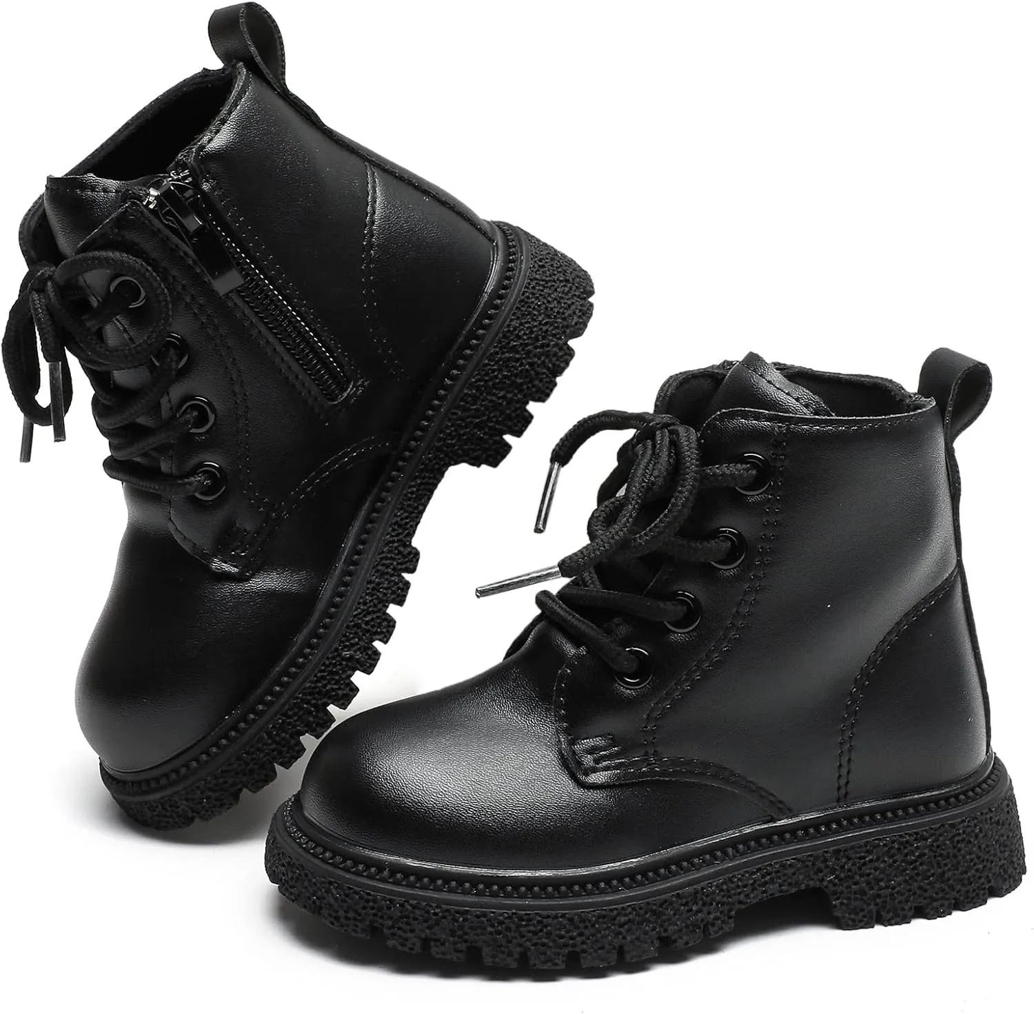 Komfyea Toddler Boots Boy's Girl's Cute Ankle Side Zipper Combat Boots