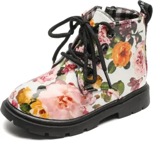 Komfyea Toddler Boots Boy's Girl's Cute Ankle Side Zipper Combat Boots