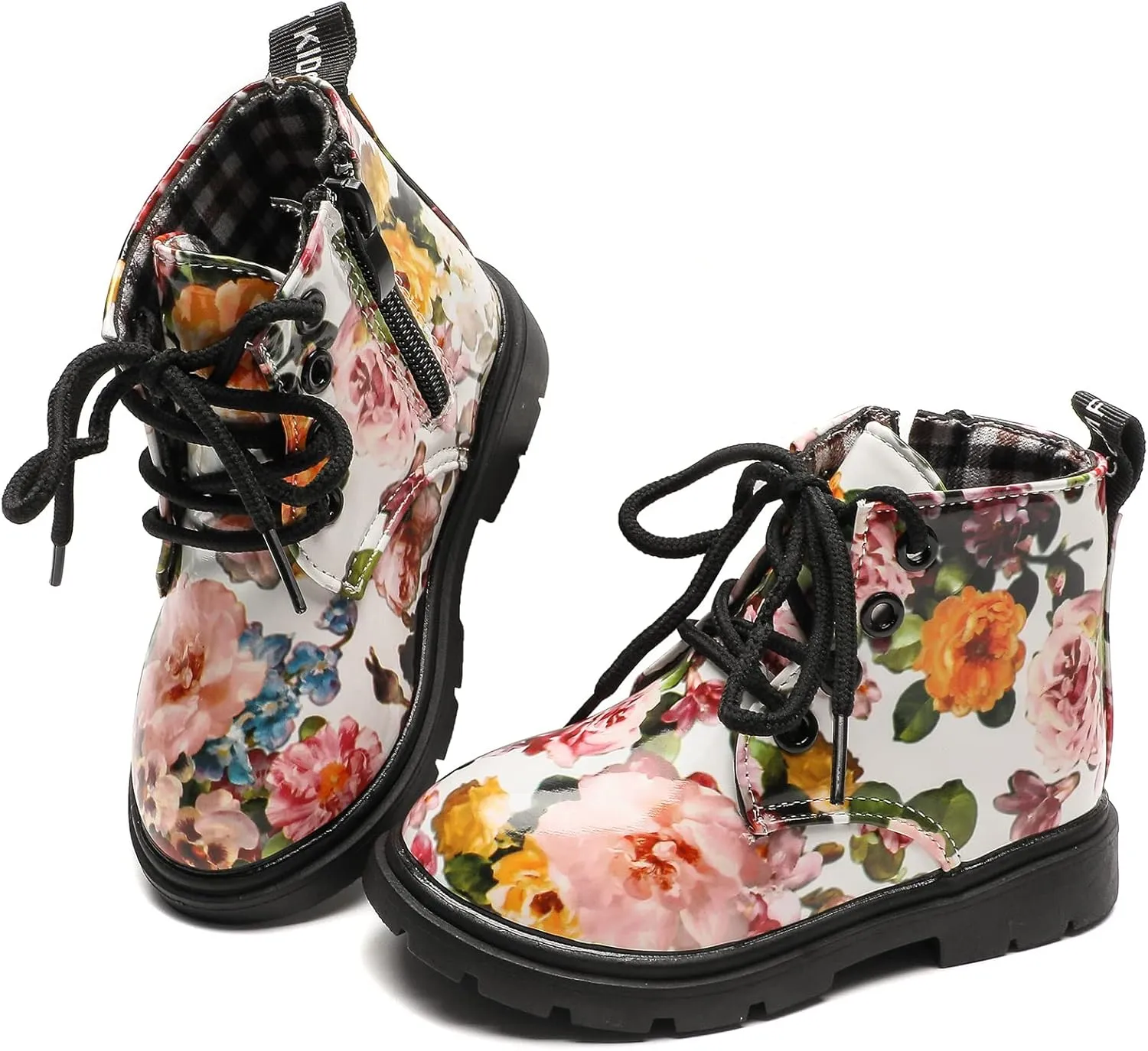Komfyea Toddler Boots Boy's Girl's Cute Ankle Side Zipper Combat Boots