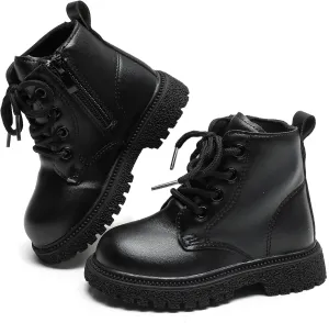 Komfyea Toddler Boots Boy's Girl's Cute Ankle Side Zipper Combat Boots