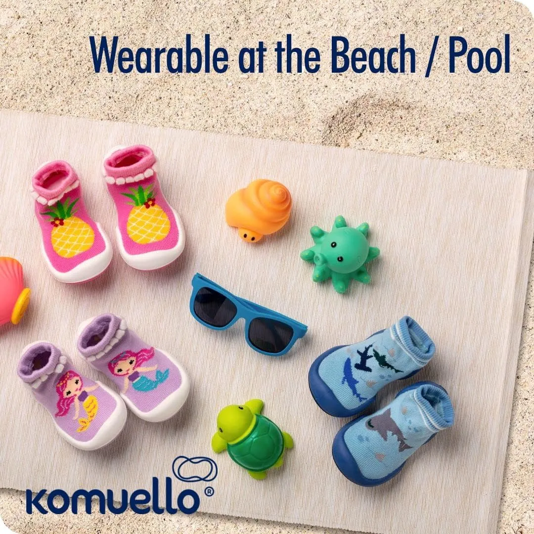 Komuello Toddler Boy Shoes, Premium Materials, Breathable, Washable, Non-Slip, Stay-On, Durable, Cotton Socks with Air Pocket Cushion for Indoor and Outdoor - BPA Free Toddler Shoes for Boys