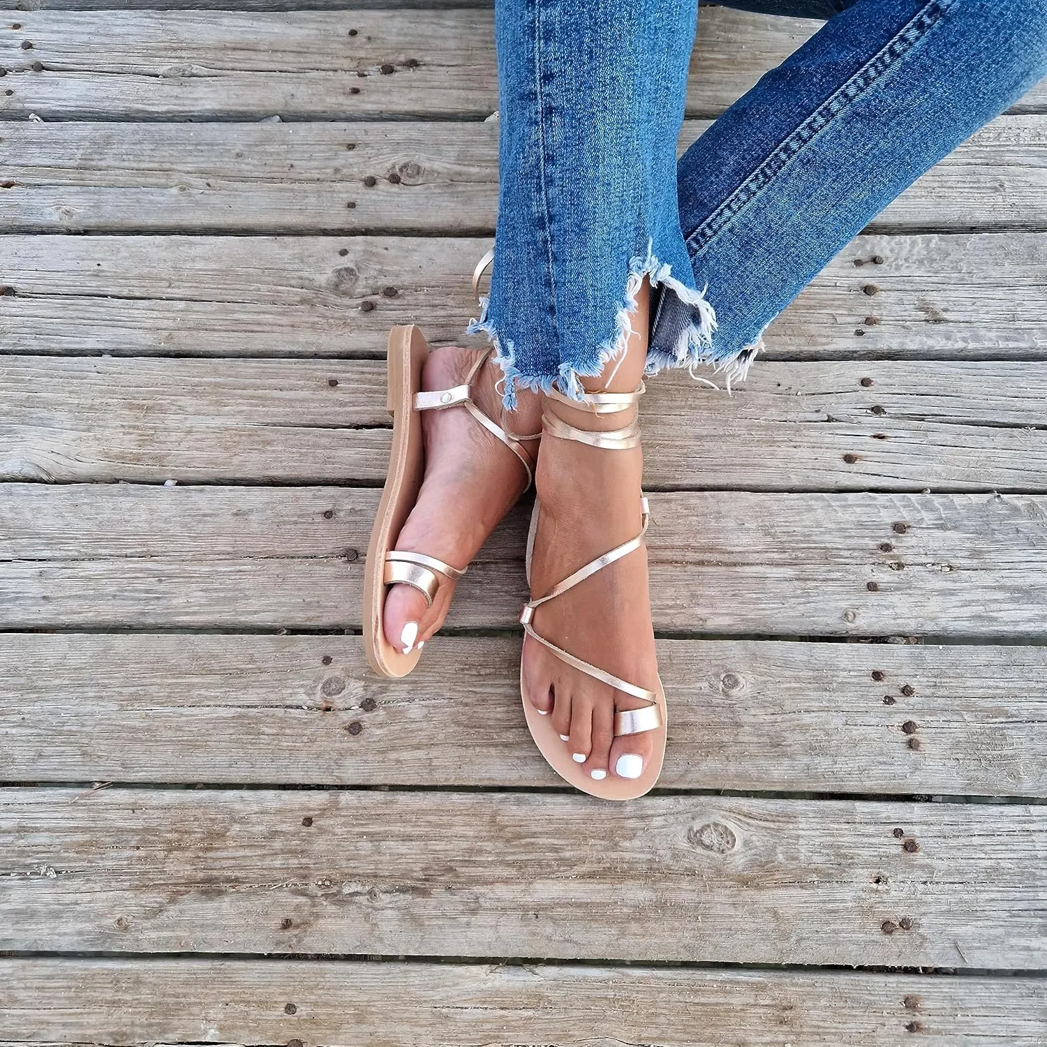 Lace Up Sandals, Beach Shoes, Toe Ring Sandals, Women Tie up flip Flops, Leather sliders, Black Greek Leather Sandals, Tie Up Leather Sandals, Lace up Sandals Gladiator sandals, ring toe sandals, Summer Leather Sandals,Women shoes (38, Beige)