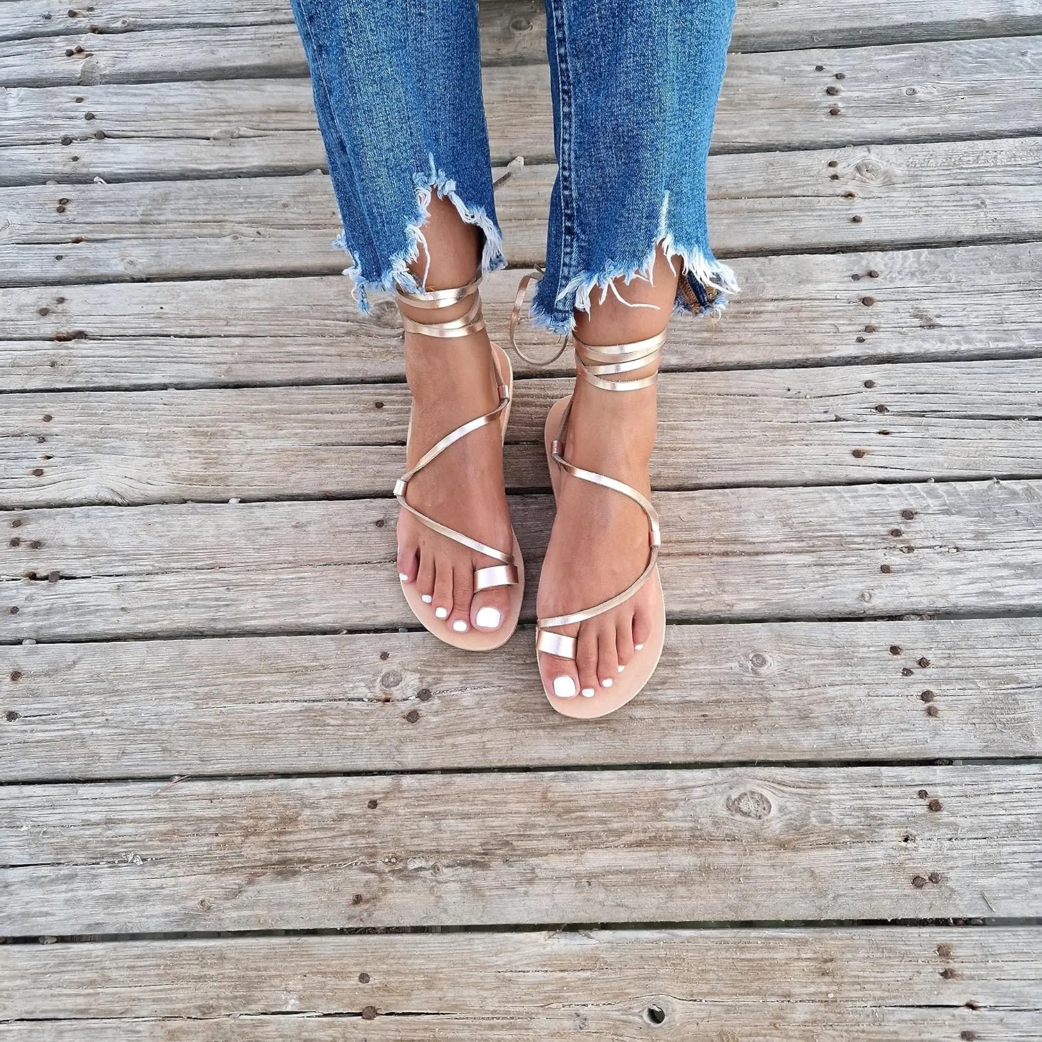 Lace Up Sandals, Beach Shoes, Toe Ring Sandals, Women Tie up flip Flops, Leather sliders, Black Greek Leather Sandals, Tie Up Leather Sandals, Lace up Sandals Gladiator sandals, ring toe sandals, Summer Leather Sandals,Women shoes (38, Beige)