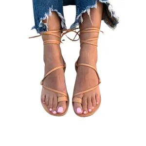 Lace Up Sandals, Beach Shoes, Toe Ring Sandals, Women Tie up flip Flops, Leather sliders, Black Greek Leather Sandals, Tie Up Leather Sandals, Lace up Sandals Gladiator sandals, ring toe sandals, Summer Leather Sandals,Women shoes (38, Beige)
