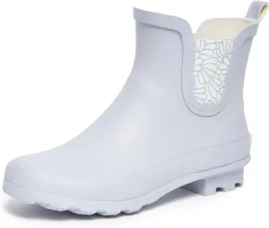 Laura Ashley Ladies Mid Cut Ankle Height Rubber Rain Boots, Lightweight Waterproof Booties for Women
