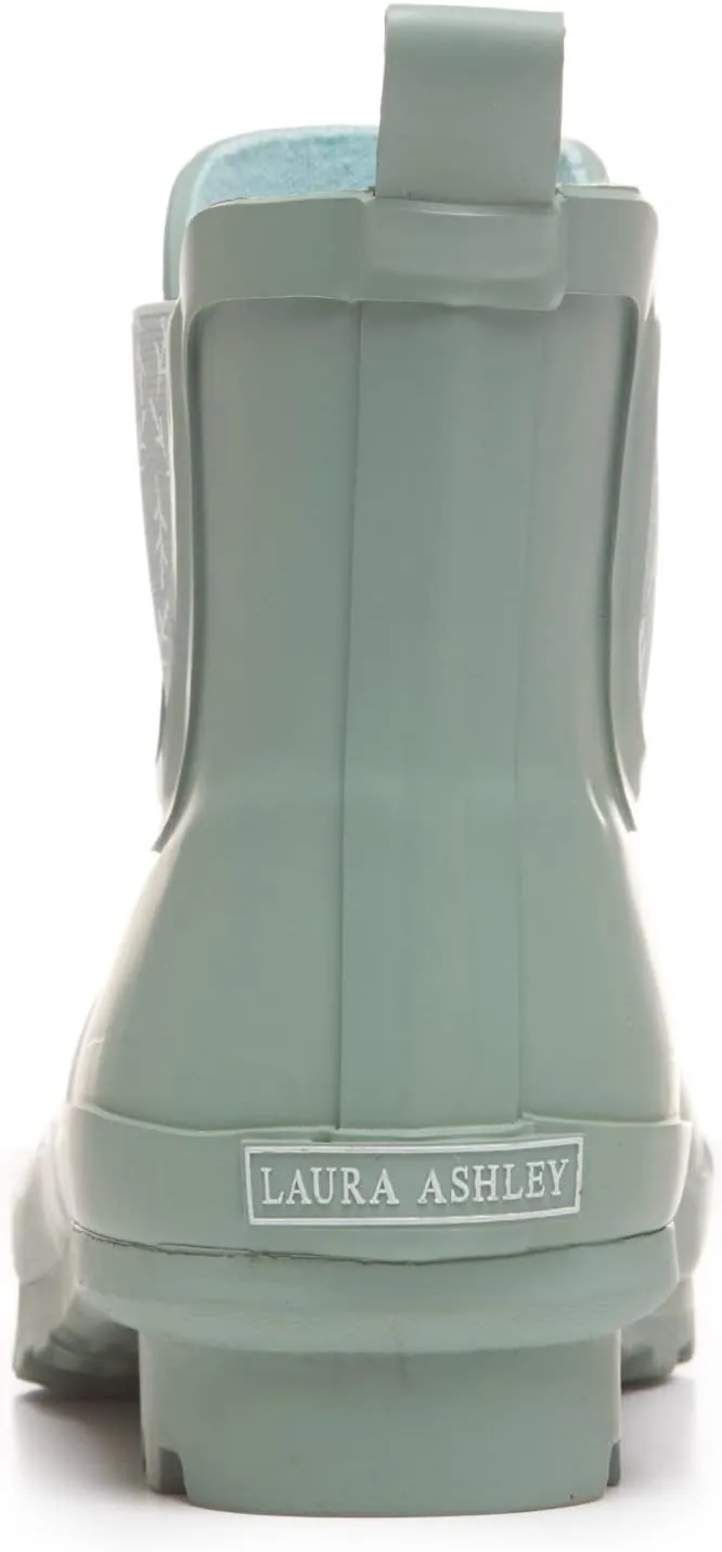 Laura Ashley Ladies Mid Cut Ankle Height Rubber Rain Boots, Lightweight Waterproof Booties for Women