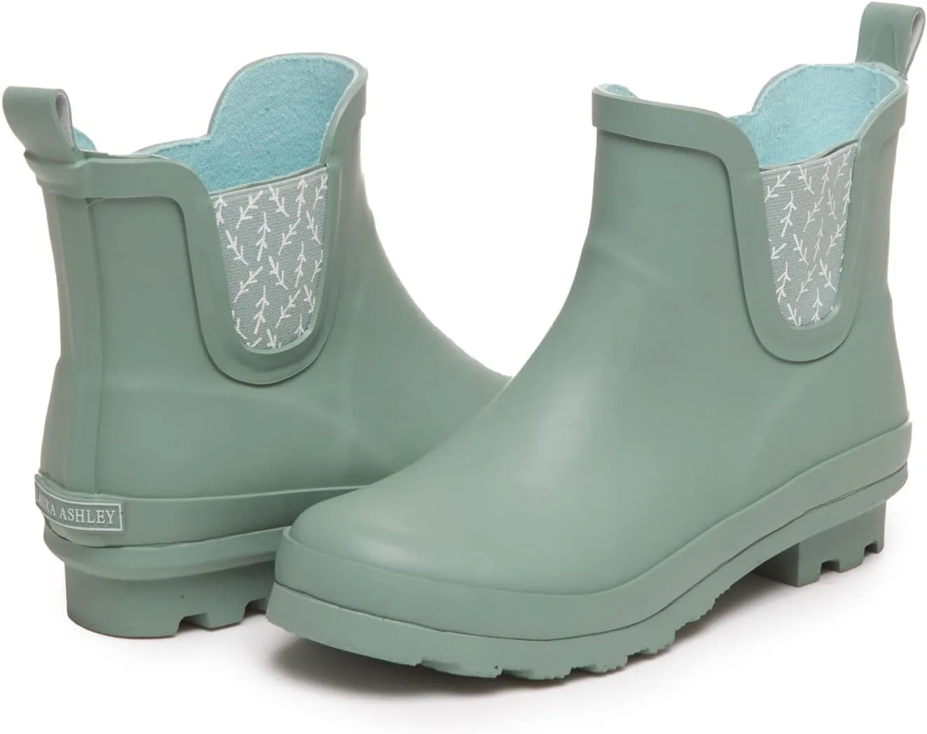 Laura Ashley Ladies Mid Cut Ankle Height Rubber Rain Boots, Lightweight Waterproof Booties for Women