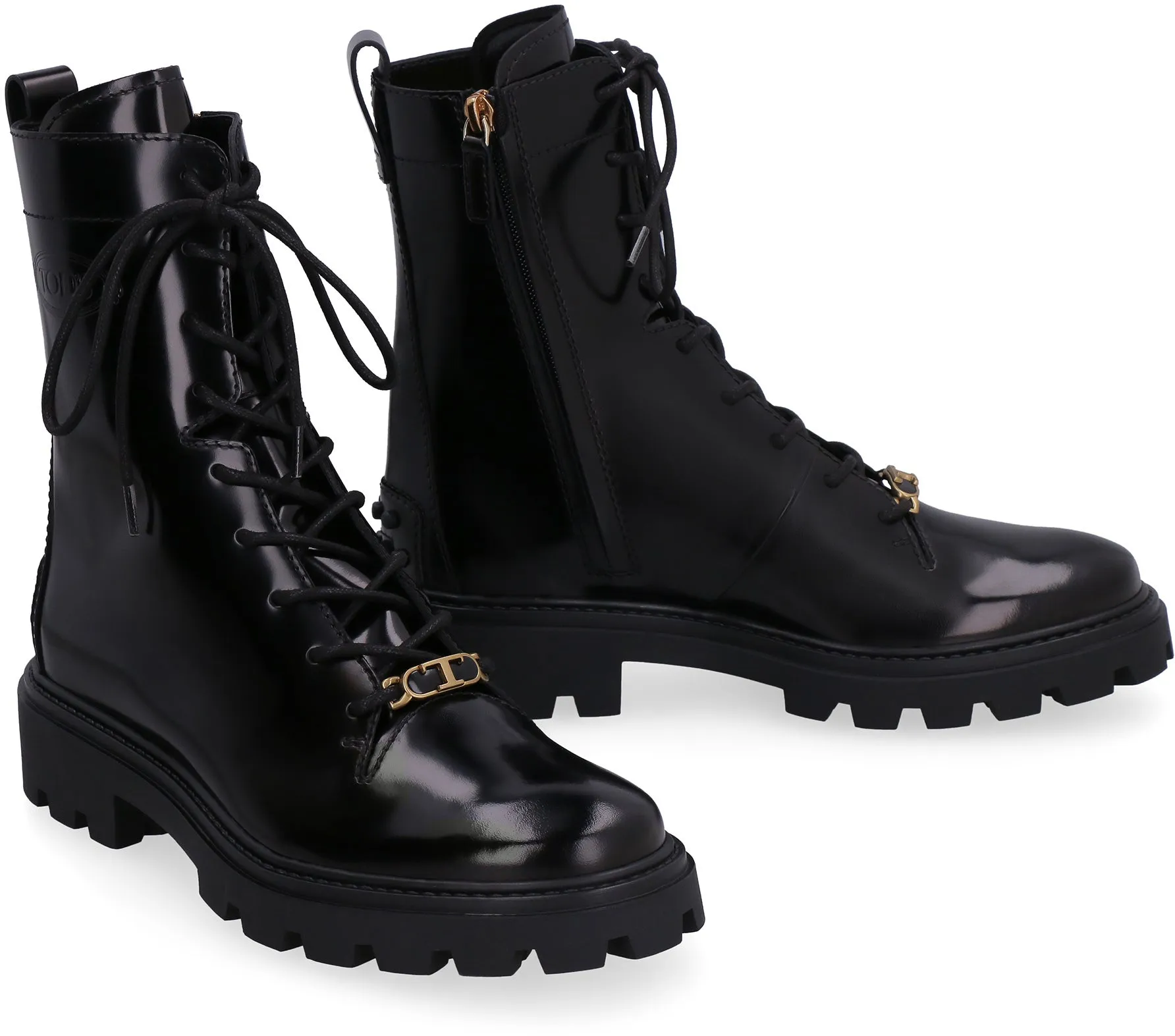 Leather combat boots