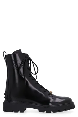 Leather combat boots
