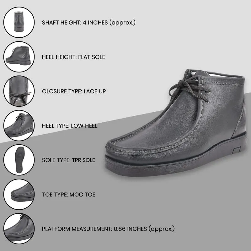 LIBERTYZENO HAMARA JOE Mens Genuine Leather Moccasin Toe Lace Up Casual Chukka Boot Shoes