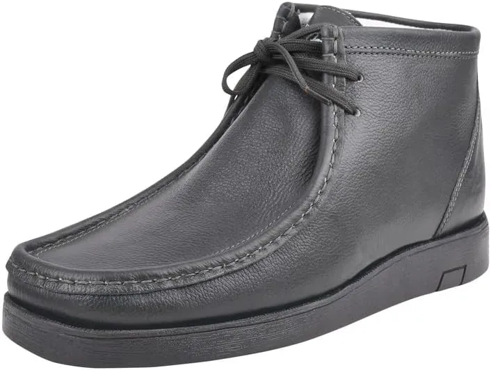 LIBERTYZENO HAMARA JOE Mens Genuine Leather Moccasin Toe Lace Up Casual Chukka Boot Shoes