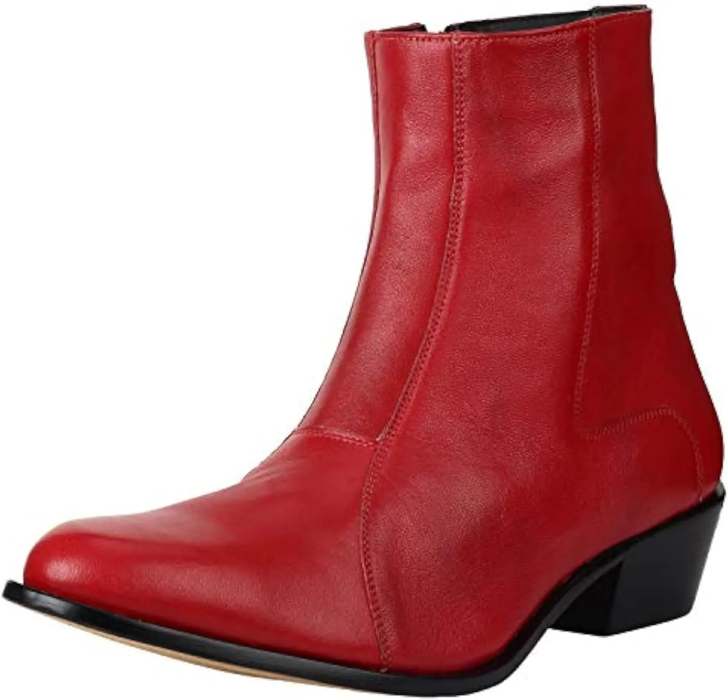 LIBERTYZENO Mens Chelsea Side Zipper Ankle Boots Snake Print Leather Retro Dress Boots