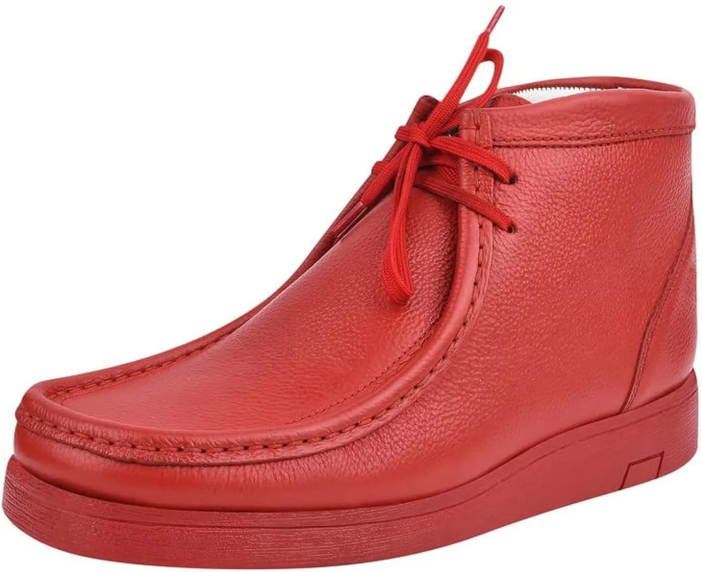 LIBERTYZENO Mens Moccasin Toe Desert Boots Genuine Leather Adults Lace Up Casual Chukka Boot Shoes for Prom Graduation