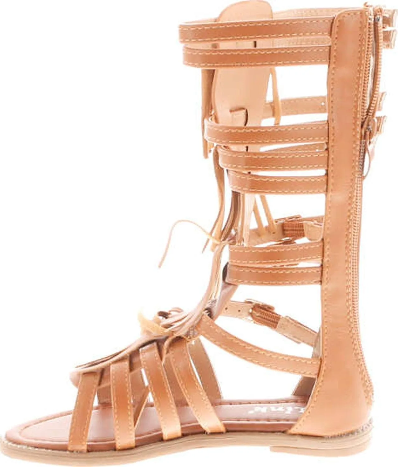 Link Savannah 3K Little Girls Strappy Buckled Fringe Gladiator Flat Sandals