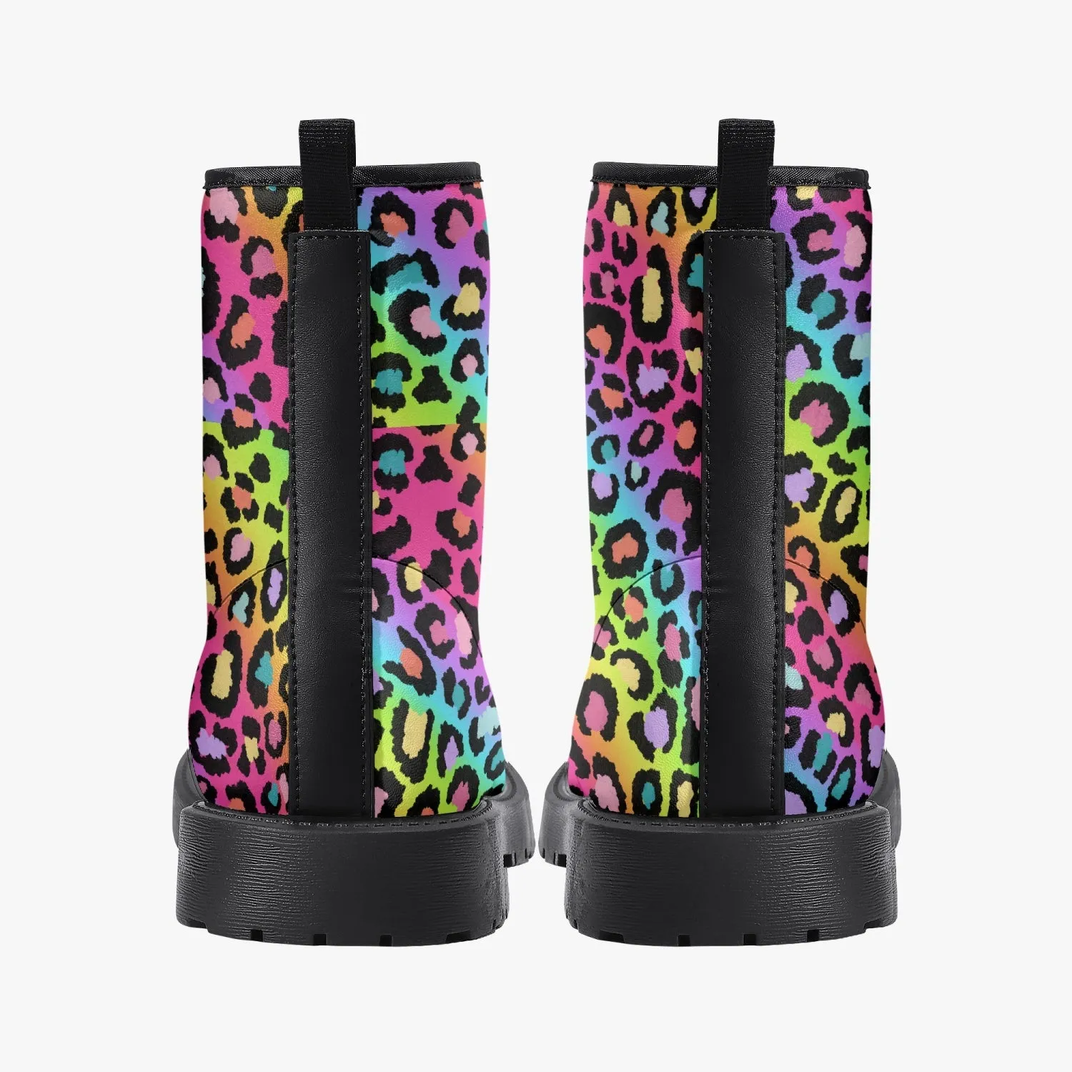 Lisa Frank Leopard Print Leather Combat Boots