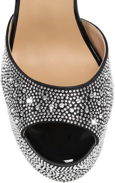 LISHAN Women's Round Open Toe Platform Clear High Heel Zip Up Sandals