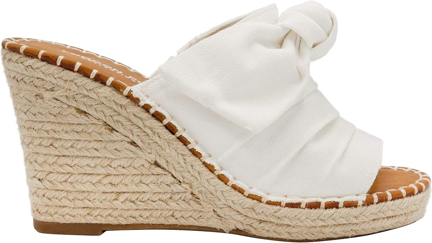 LONDON FOG Womens Heidi Espadrille Wedge Sandals with Knotty Bow Detail