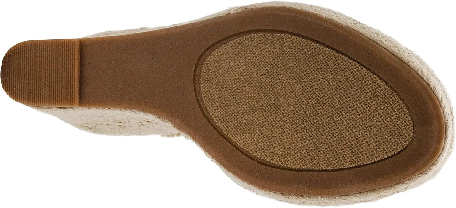 LONDON FOG Womens Heidi Espadrille Wedge Sandals with Knotty Bow Detail