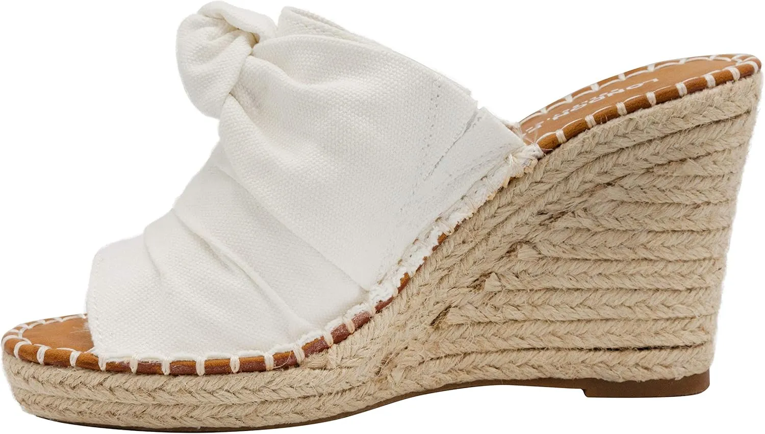 LONDON FOG Womens Heidi Espadrille Wedge Sandals with Knotty Bow Detail
