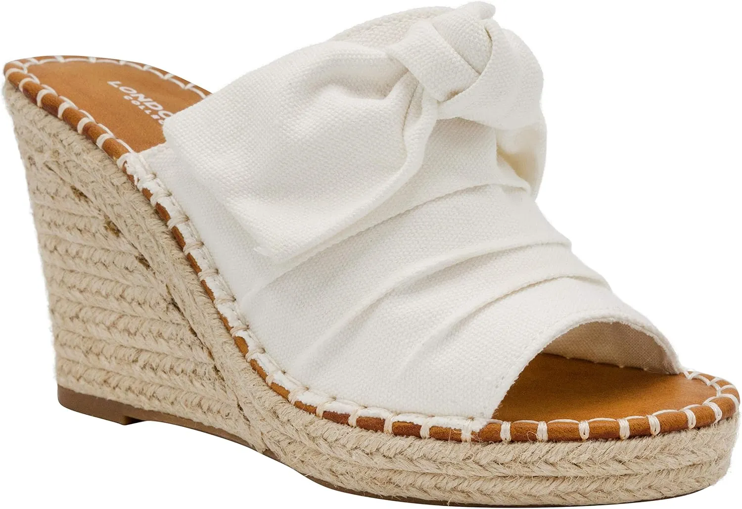 LONDON FOG Womens Heidi Espadrille Wedge Sandals with Knotty Bow Detail