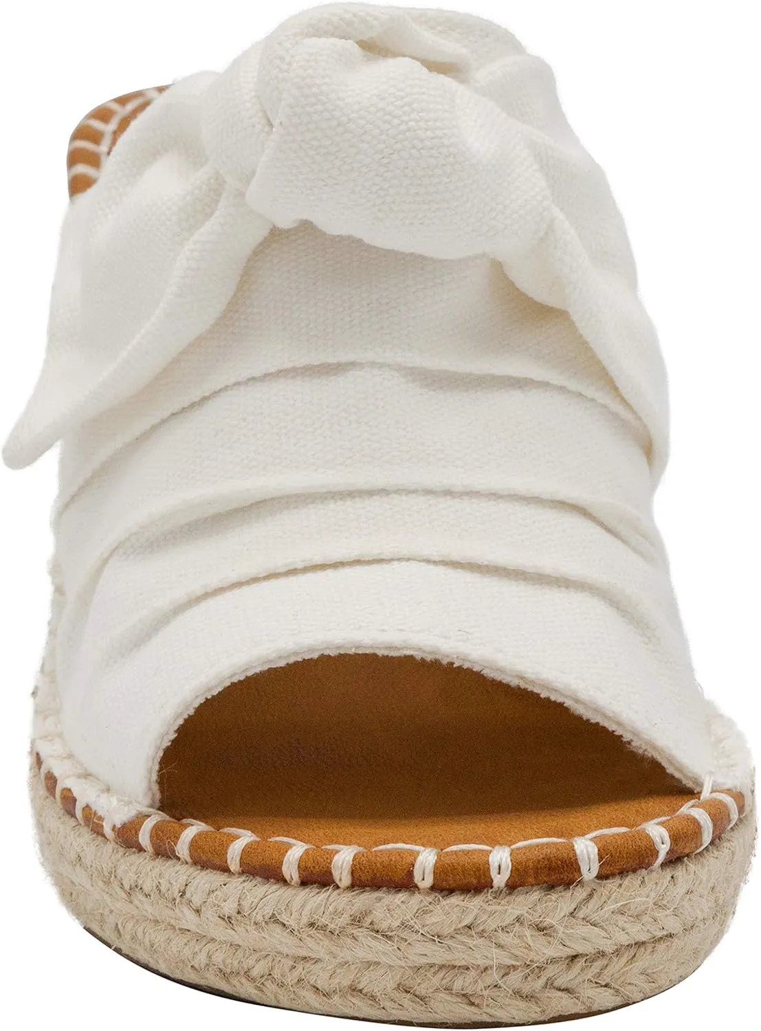 LONDON FOG Womens Heidi Espadrille Wedge Sandals with Knotty Bow Detail